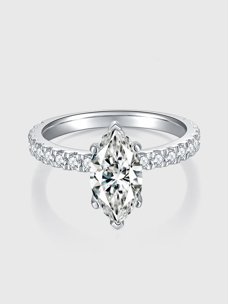 Marquise 2-Karat 6*12mm Moissanite S925 Versilbert mit 18k Gold Ring